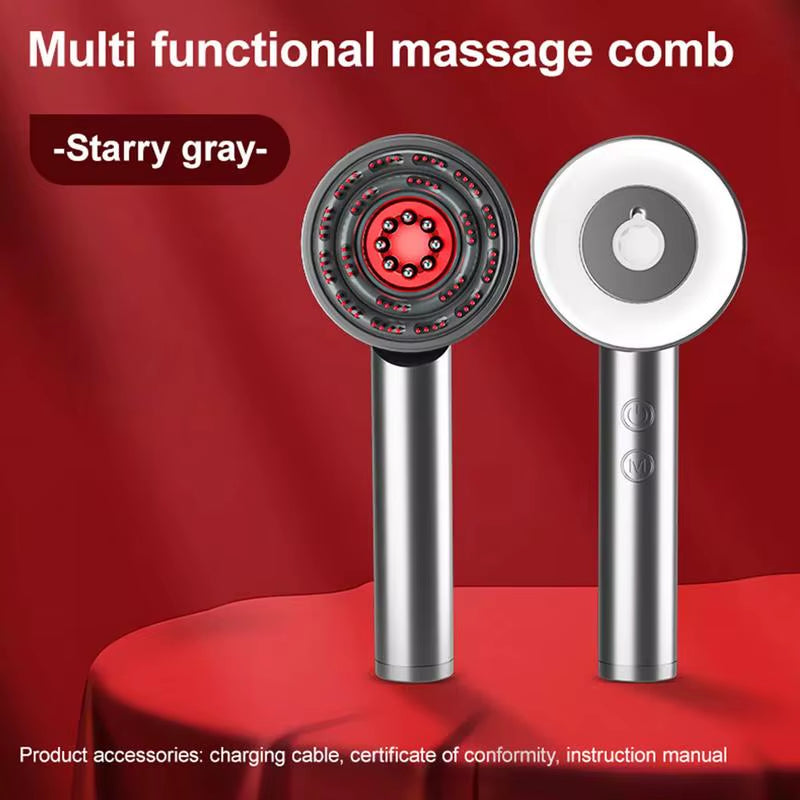 Electric Scalp Massager Hair Oil Applicator Scalp Massager 3 Modes Blue/Red Light Scalp Massager Tool Vibrating Massage Comb