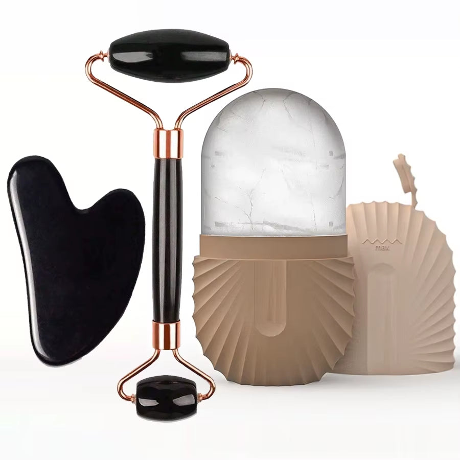 1/2/3Pcs Ice Face Roller Facial Skincare Ice Roller Set,Facial Roller Guasha Facetool Set,Face Massage Roller Lifting Contouring