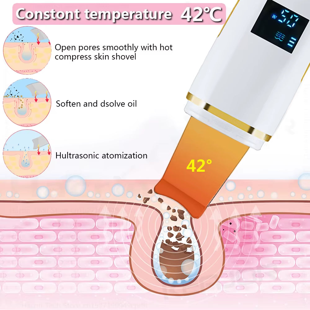 Ultrasonic Skin Scrubber Remover Blackhead Ultrasonic Peeling Facial Scrubber Shovel Face Lifting Remove Pore Acne Deep Cleaning