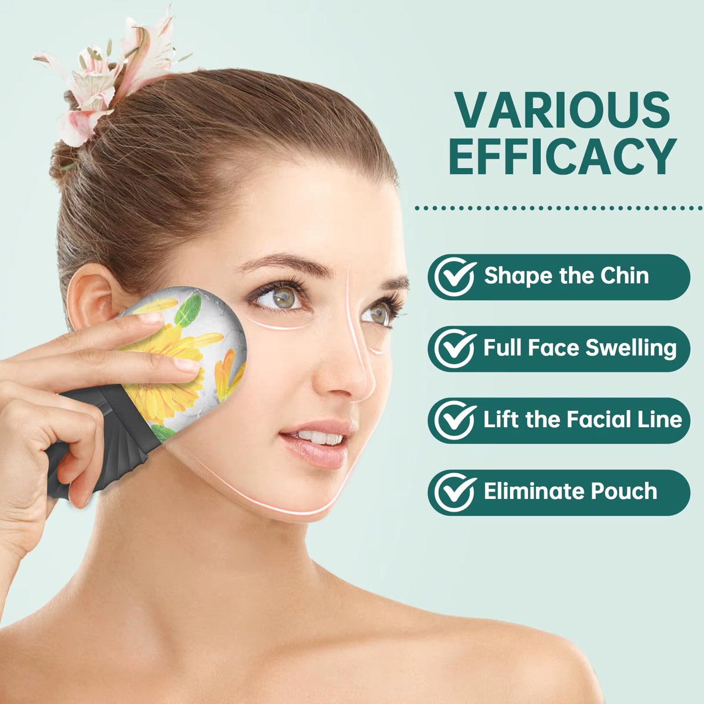 1/2/3Pcs Ice Face Roller Facial Skincare Ice Roller Set,Facial Roller Guasha Facetool Set,Face Massage Roller Lifting Contouring