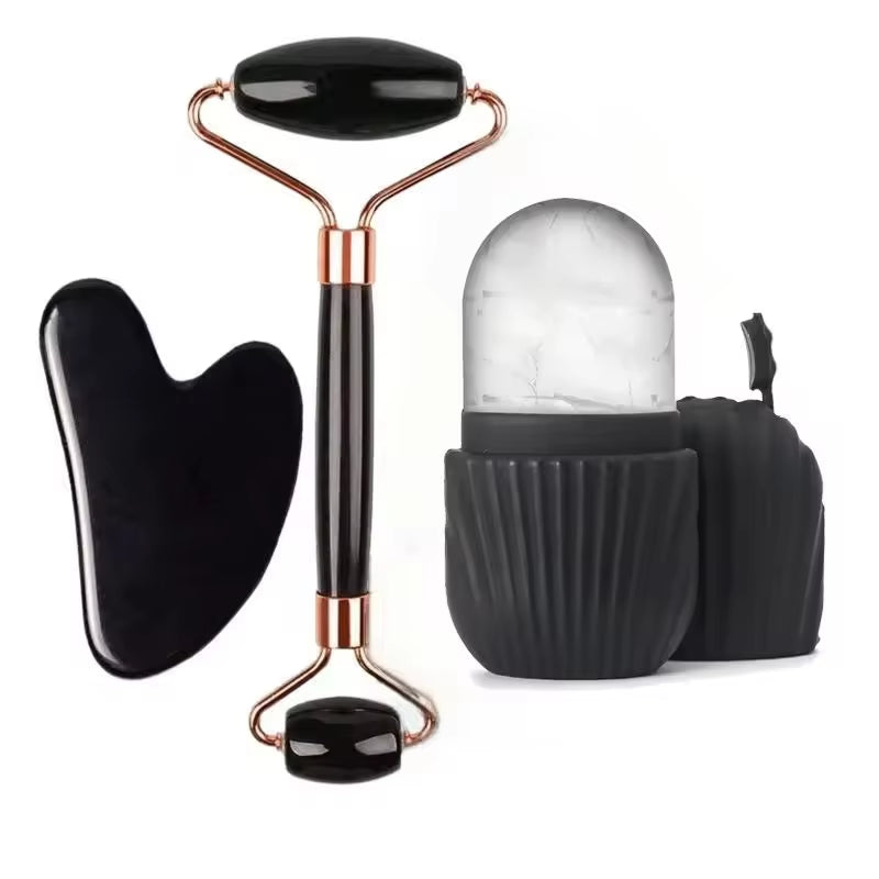 1/2/3Pcs Ice Face Roller Facial Skincare Ice Roller Set,Facial Roller Guasha Facetool Set,Face Massage Roller Lifting Contouring