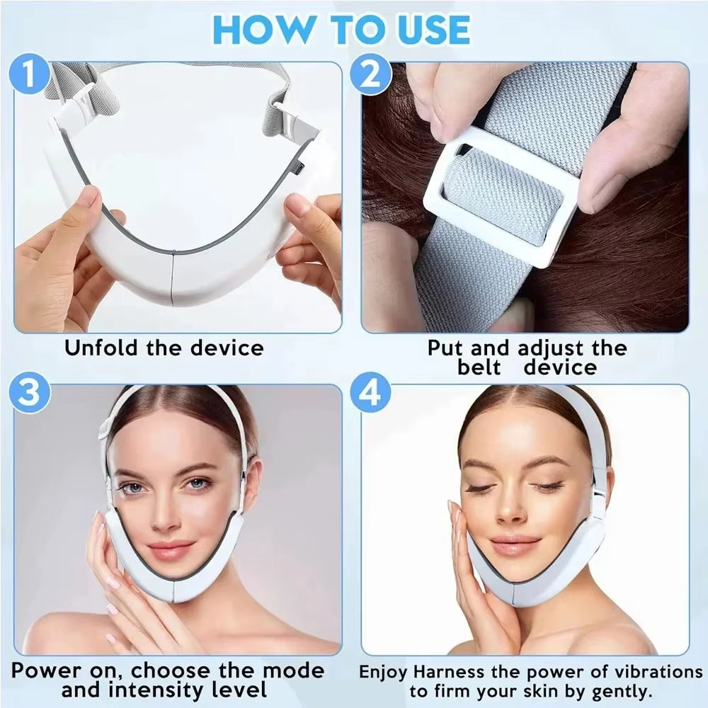 V Face Facial Massager, Intelligent Beauty Household Facial Massager, V-Shaped Facial Lifting Firming Belt, Double Chin Reducer