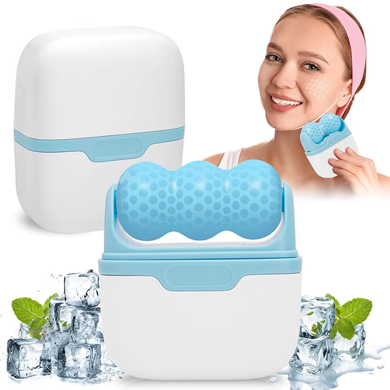 2 in 1 Ice Roller for Face Eye Pain Relief Facial Cold Massage Roller Skin Care Pain Relief Makeup Care Tool